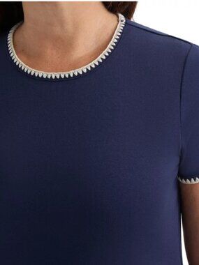 NWOT - Navy Short Sleeve Top with Contrast Trim